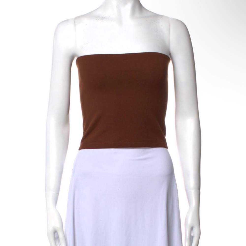 LESET Brown Strapless Cropped Tube Top